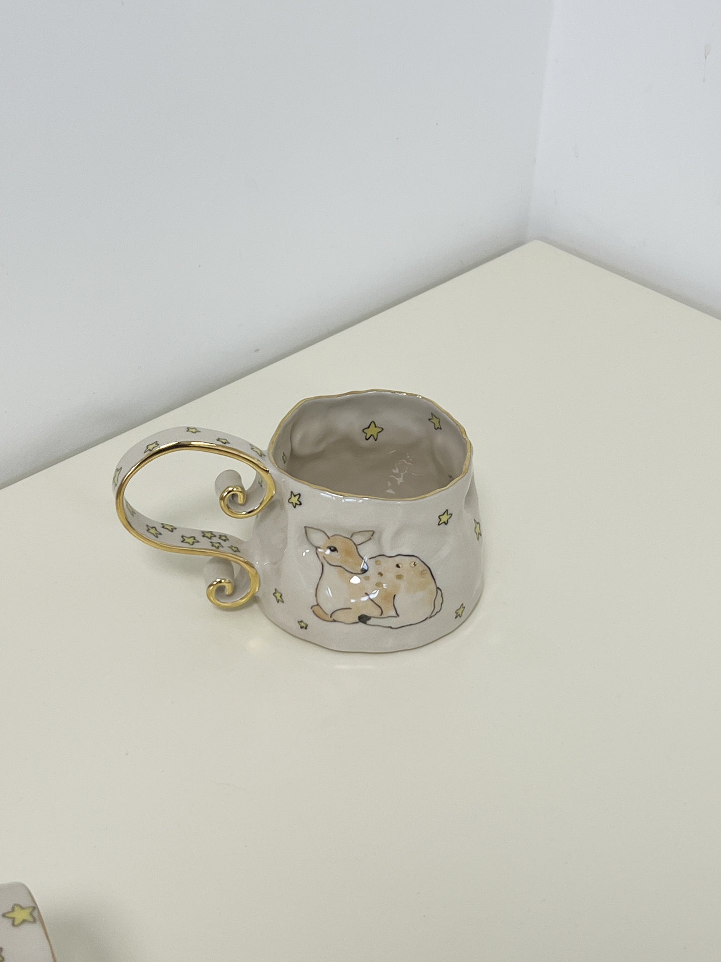 fawns and stars mug (white clay)