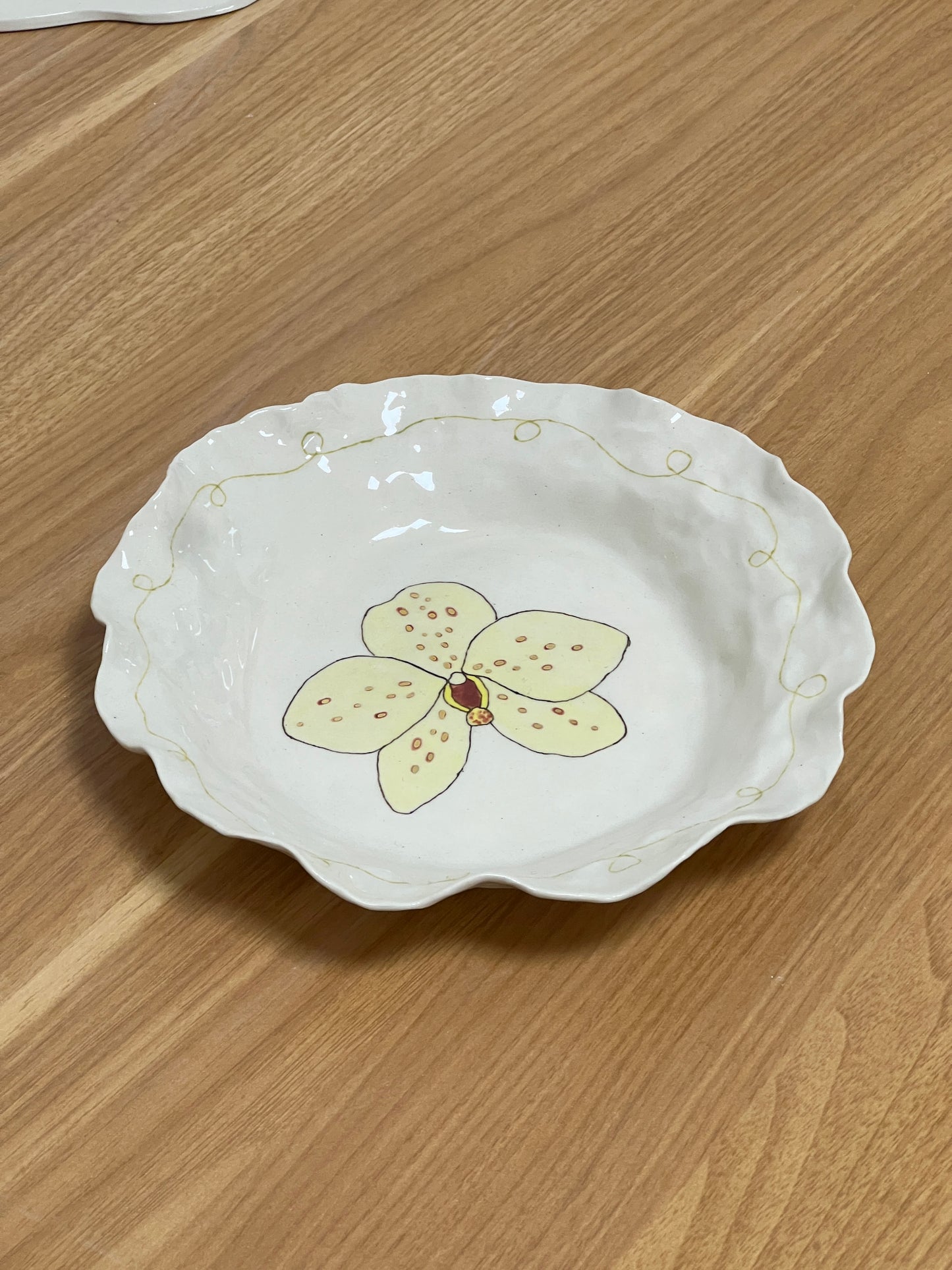 yellow orchid plate
