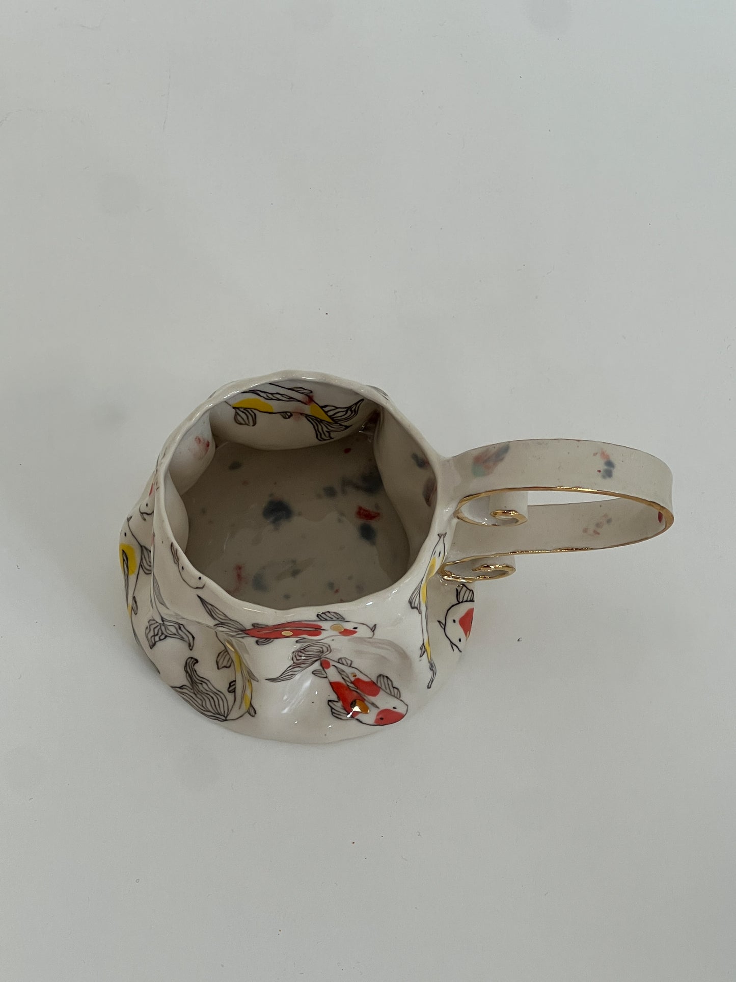 crumpled dancing koi mug