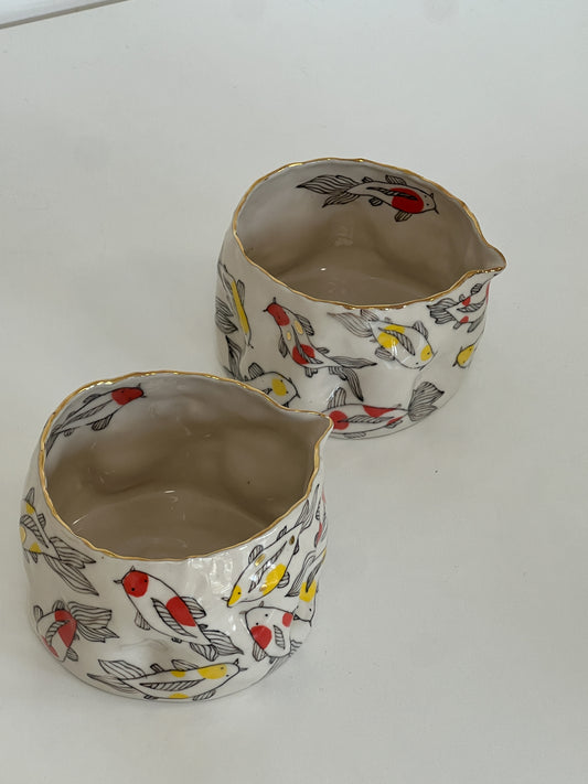 dancing koi matcha bowl